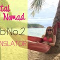 Square Hippie in a hammock on a beach. It't the featured image and says Digital Nomad Job Number 2, Translator